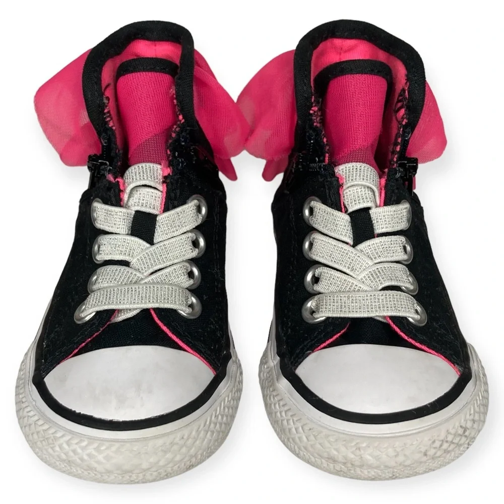 Converse All Stars Size 5 Block Party Tule Frill Chuck Taylor Zip Hi Top Shoes